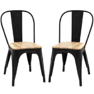 Paralia Outdoor Natural Wooden Dining Chairs In Pair