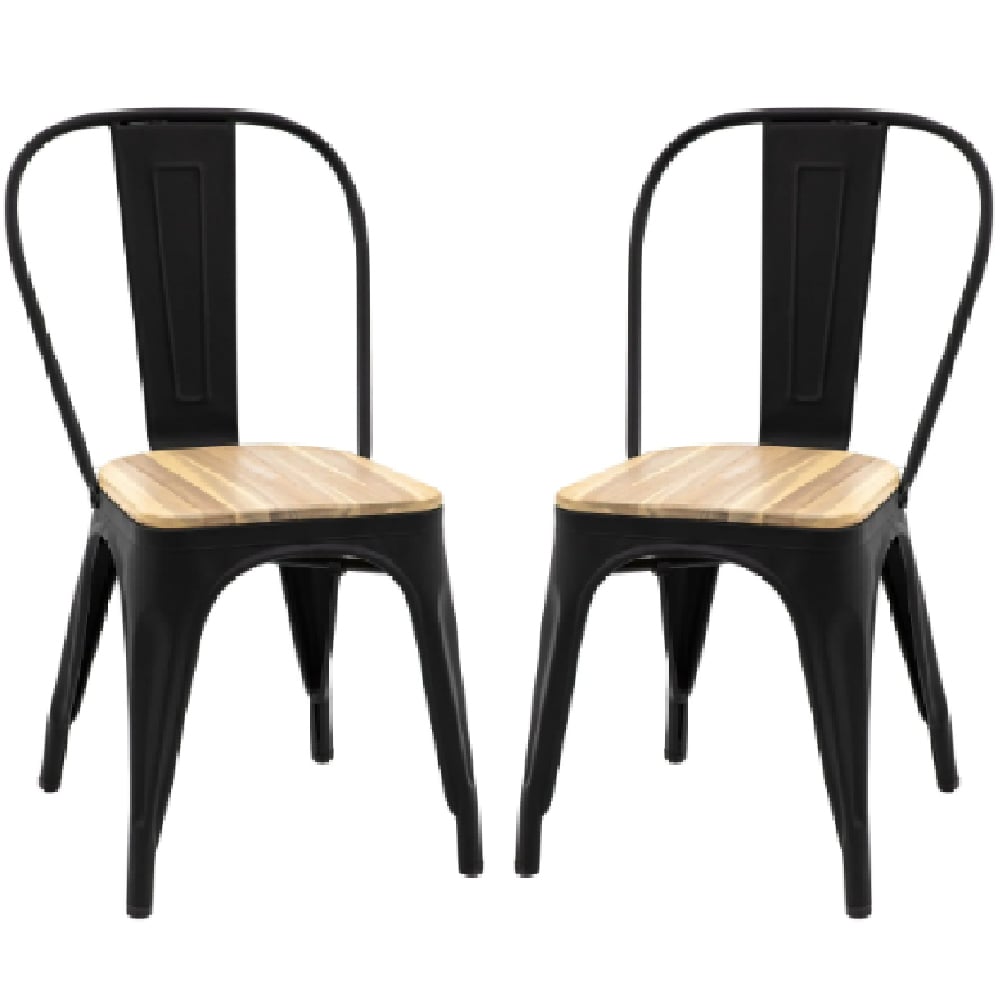 Paralia Outdoor Natural Wooden Dining Chairs In Pair