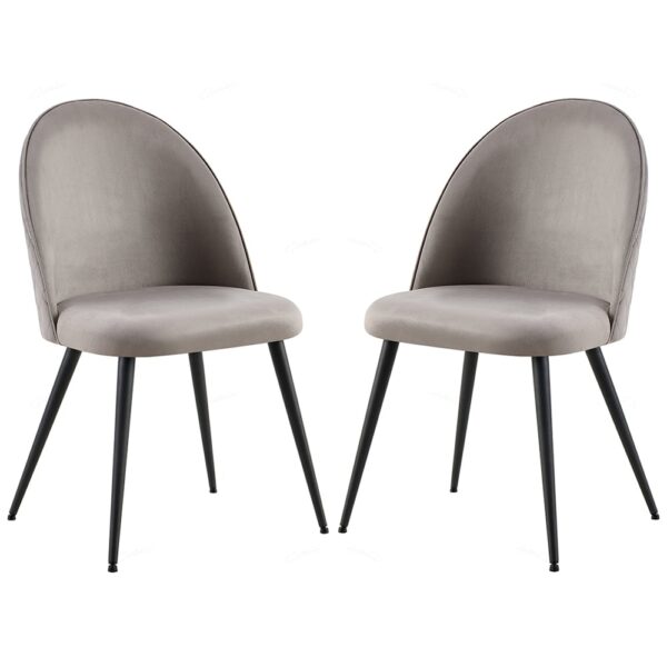 Zebulon Grey Velvet Dining Chairs With Black Legs In Pair