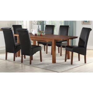 Areli Wooden Extending Dining Table With 6 Seguin Chairs In Brown