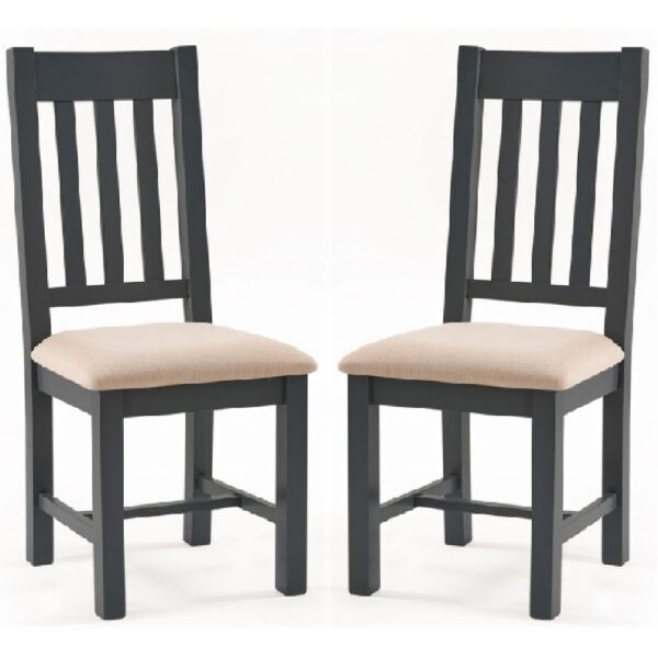 Baqia Dark Grey Wooden Dining Chairs In Pair