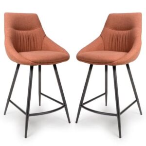 Buxton Brick Counter Fabric Bar Chairs In Pair