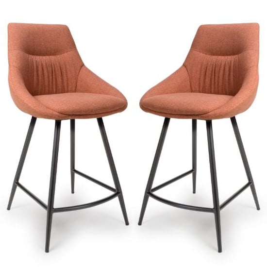 Buxton Brick Counter Fabric Bar Chairs In Pair
