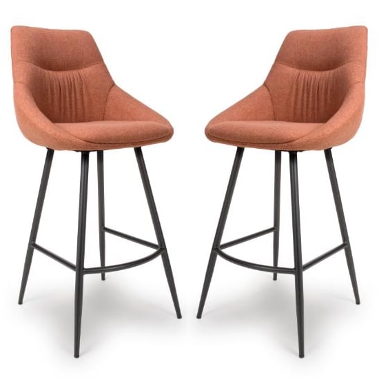Buxton Brick Fabric Bar Chairs In Pair