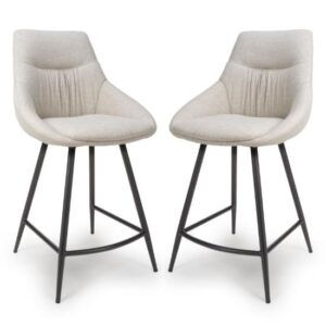Buxton Natural Counter Fabric Bar Chairs In Pair