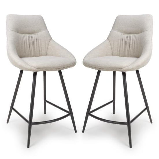 Buxton Natural Counter Fabric Bar Chairs In Pair