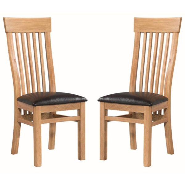 Empire Oak Wooden Dining Chairs In Pair