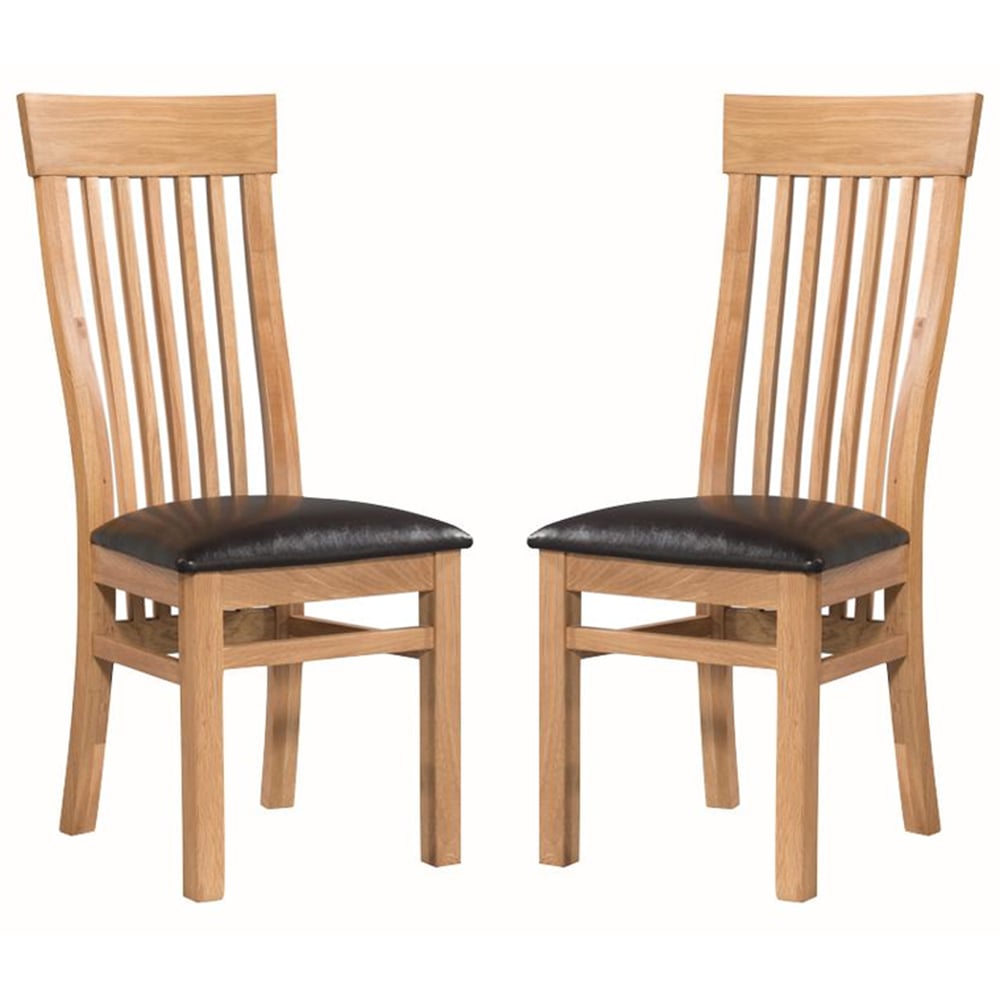 Empire Oak Wooden Dining Chairs In Pair
