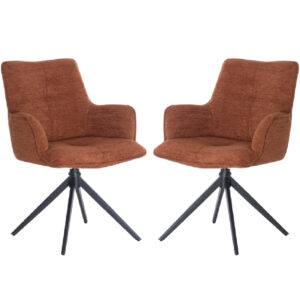 Joplin Tan Fabric Dining Chairs With Metal Base In Pair