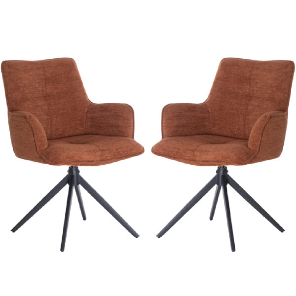 Joplin Tan Fabric Dining Chairs With Metal Base In Pair