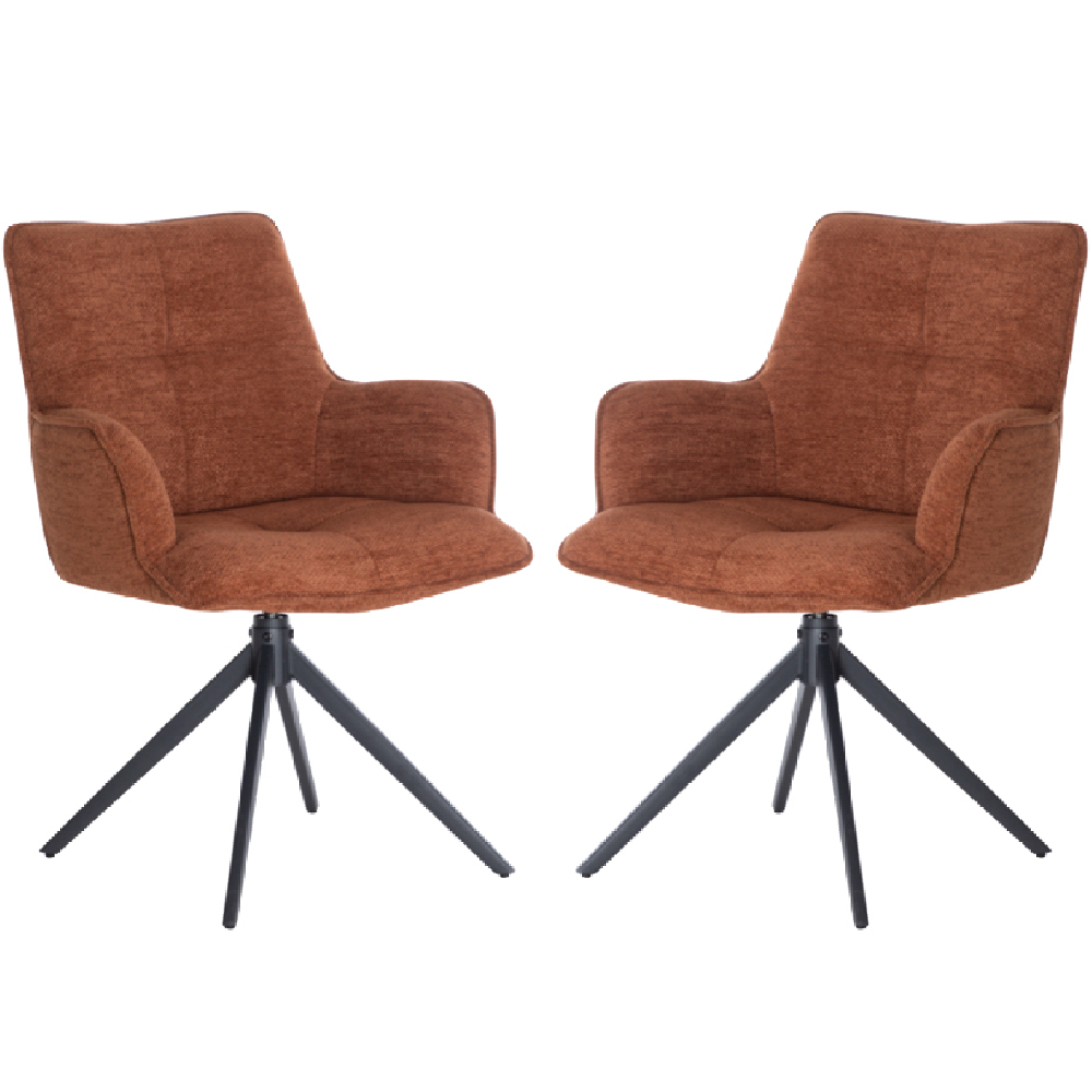 Joplin Tan Fabric Dining Chairs With Metal Base In Pair