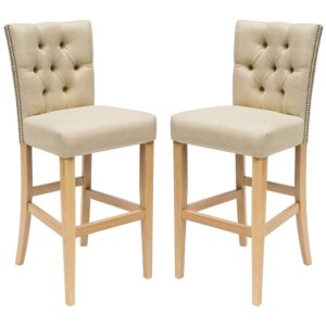 Katonah Oyster Fabric Bar Stools In Pair