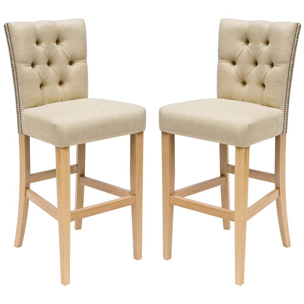 Katonah Oyster Fabric Bar Stools In Pair