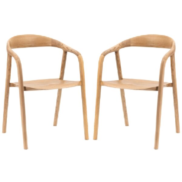 Madrina Natural Wooden Dining Chairs In Pair
