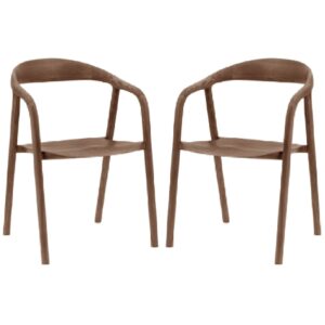 Madrina Walnut Wooden Dining Chairs In Pair