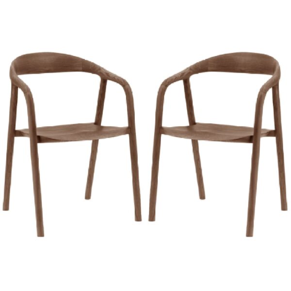 Madrina Walnut Wooden Dining Chairs In Pair