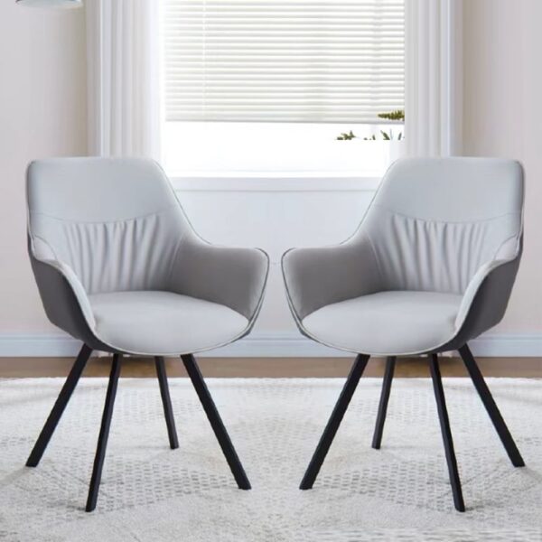Niceville Dual Tone Grey PU Leather Dining Chairs In Pair