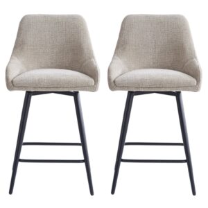 Omaha Biscuit Fabric Bar Chairs In Pair