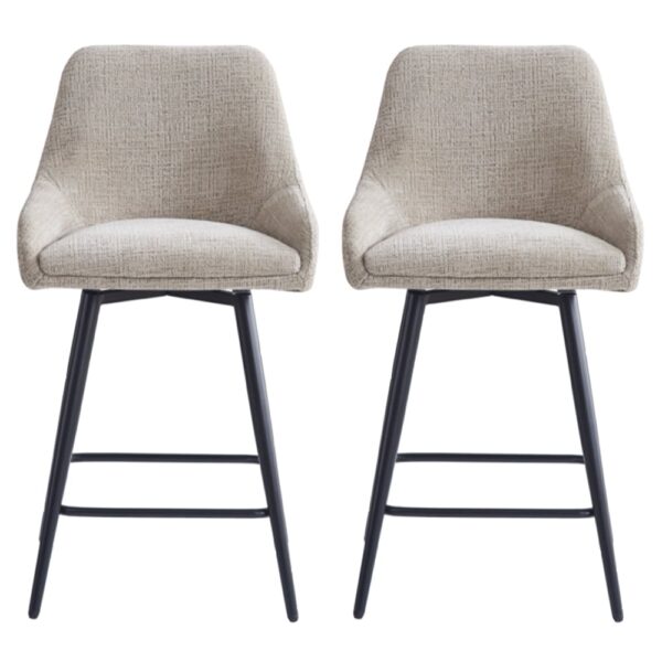 Omaha Biscuit Fabric Bar Chairs In Pair