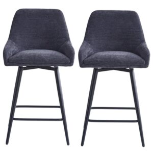 Omaha Graphite Grey Fabric Bar Chairs In Pair