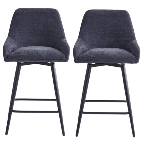 Omaha Graphite Grey Fabric Bar Chairs In Pair