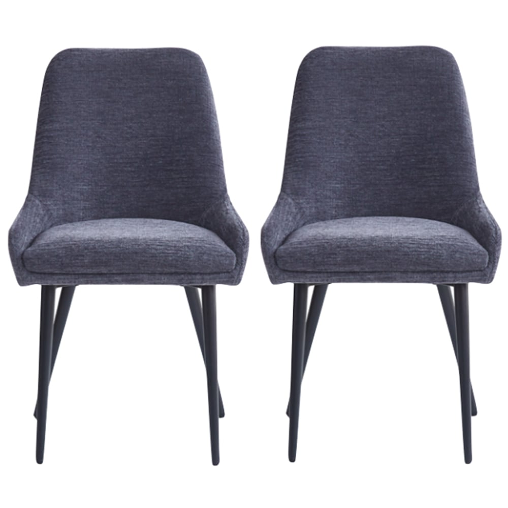 Omaha Graphite Grey Fabric Dining Chairs In Pair