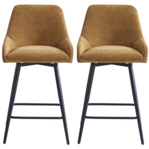 Omaha Mustard Fabric Bar Chairs In Pair