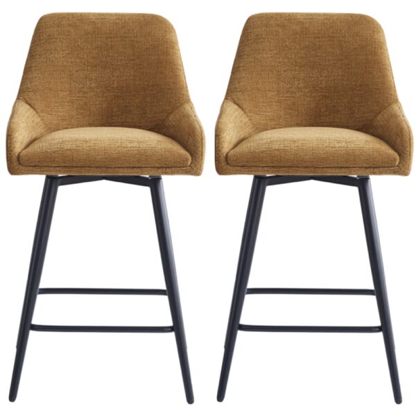 Omaha Mustard Fabric Bar Chairs In Pair
