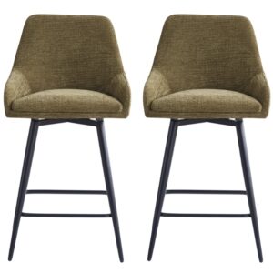 Omaha Olive Green Fabric Bar Chairs In Pair