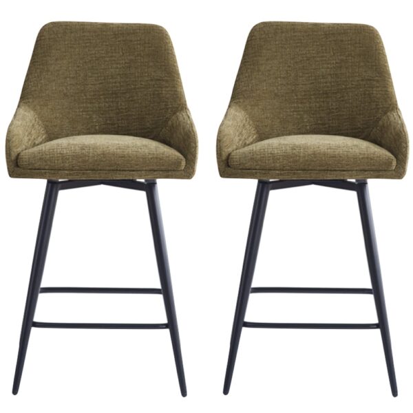 Omaha Olive Green Fabric Bar Chairs In Pair