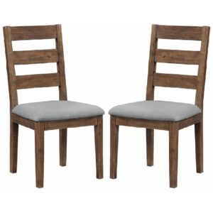 Ontario Dark Oak Wooden Dining Chairs With Fabric Seat In Pair