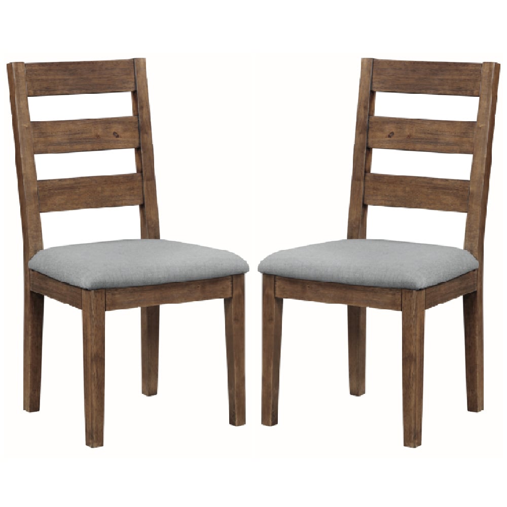 Ontario Dark Oak Wooden Dining Chairs With Fabric Seat In Pair