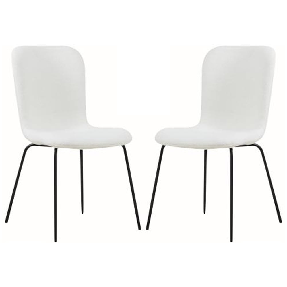 Ontario Ivory Fabric Dining Chairs With Black Legs In Pair