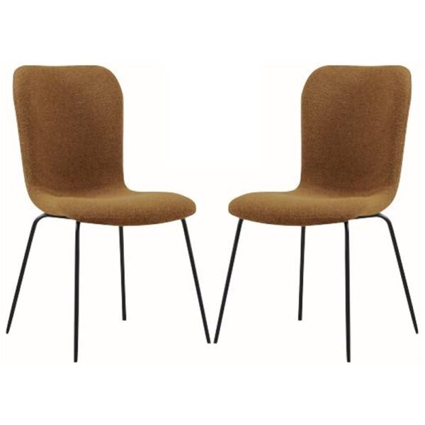Ontario Tan Fabric Dining Chairs With Black Legs In Pair