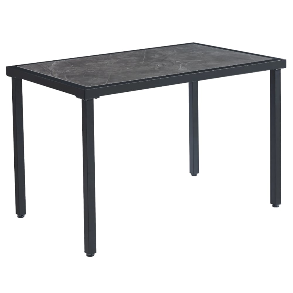 Ovid Gloss Grey Marble Effect Dining Table With Black Frame