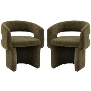 Shafter Green Fabric Dining Chairs In Pair