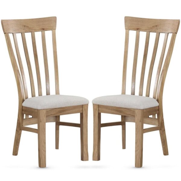 Trevino Oak Wooden Dining Chairs With Fabric Seat In Pair