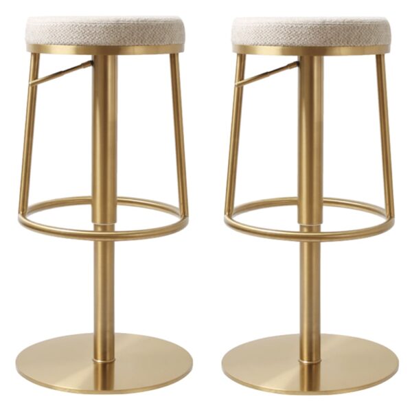 Visalia Wheat Fabric Bar Stools With Gold Base In Pair