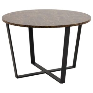 Altoona Wooden Round Dining Table In Brown Marble Effect
