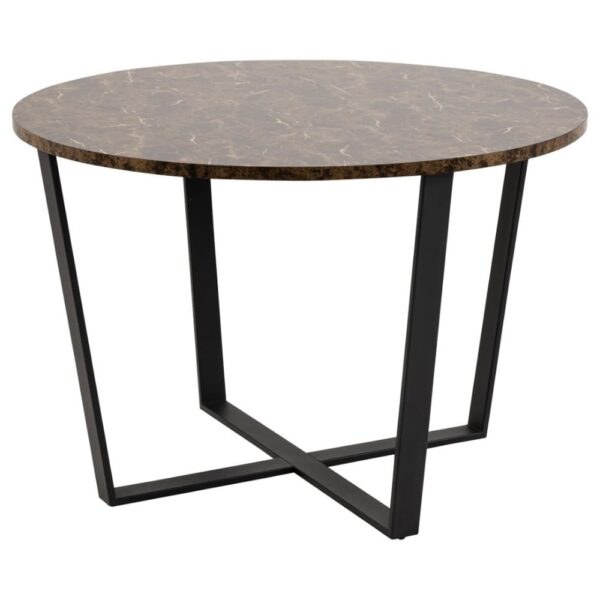 Altoona Wooden Round Dining Table In Brown Marble Effect