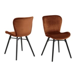 Baldwin Copper Fabric Dining Chairs With Black Legs In Pair