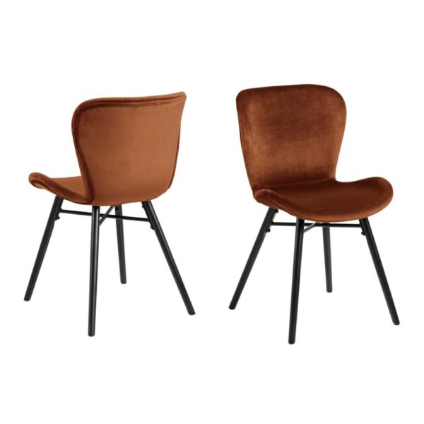 Baldwin Copper Fabric Dining Chairs With Black Legs In Pair