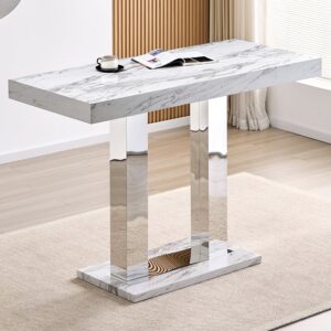 Caprice Large High Gloss Bar Table In Filo Marble Effect