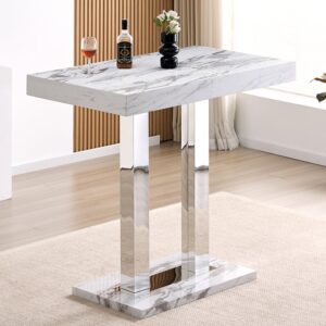 Caprice Small High Gloss Bar Table In Filo Marble Effect