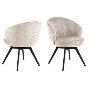 Denver Beige Fabric Dining Chairs In Pair