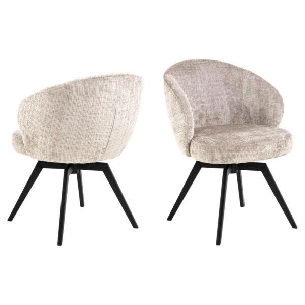 Denver Beige Fabric Dining Chairs In Pair