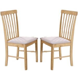 Garnet Oak Wooden Dining Chairs With Fabric Seat In Pair