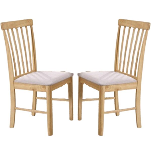 Garnet Oak Wooden Dining Chairs With Fabric Seat In Pair