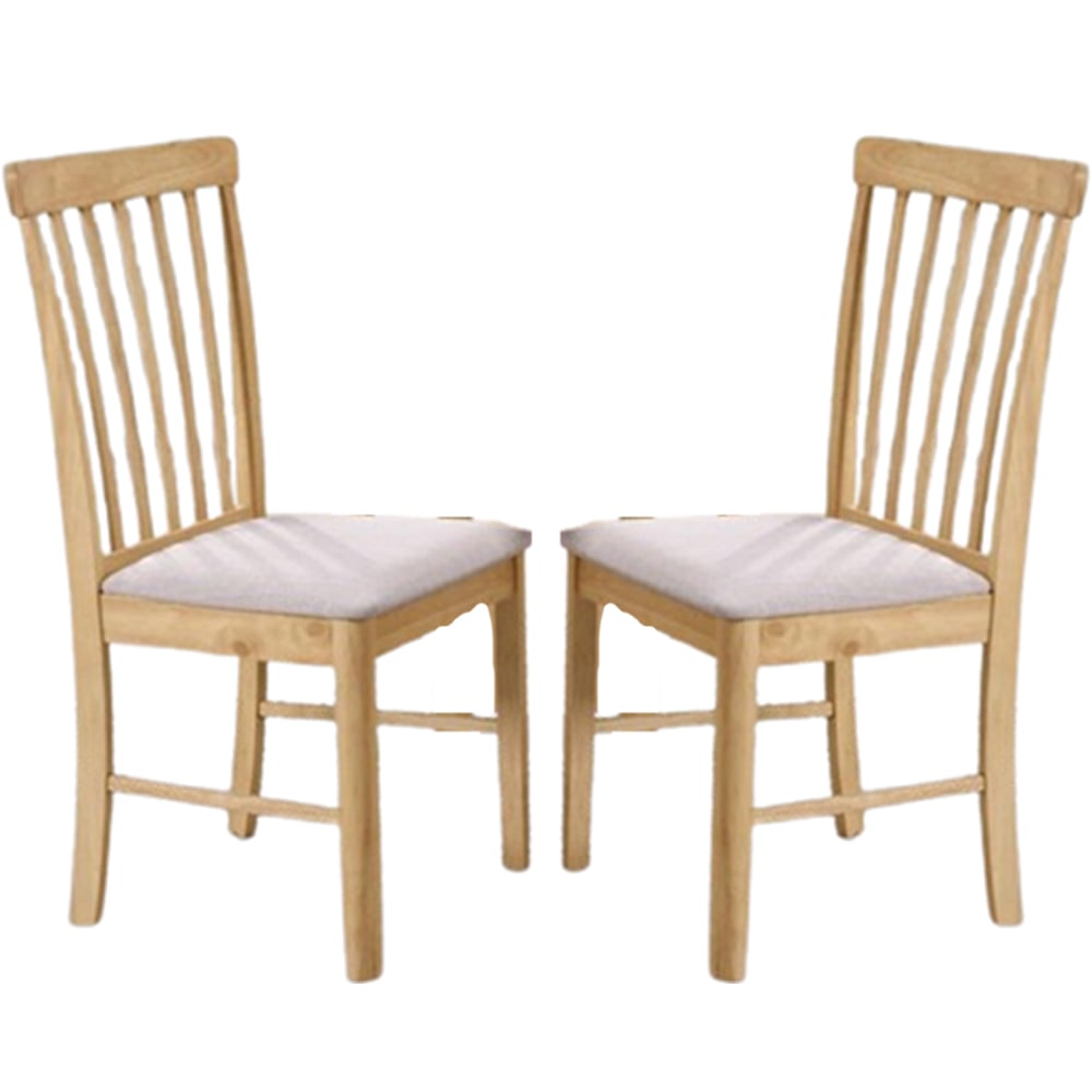 Garnet Oak Wooden Dining Chairs With Fabric Seat In Pair