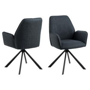 Gooding Anthracite Fabric Dining Chairs In Pair
